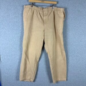 ORVIS Mens Tan Elastic‎ Waist Linen Chinos Relaxed Fit Casual Pants 39"